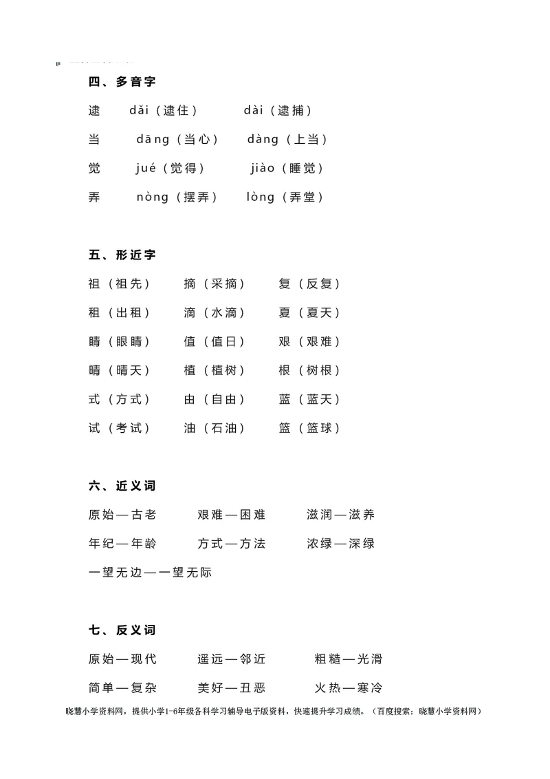 二年级下册语文部编版知识要点汇总_小学1-6年级全部试卷_语文_二年级_3-7-2、小学二年级语文下册_3-7-2-1、复习、知识点、归纳汇总_部编版