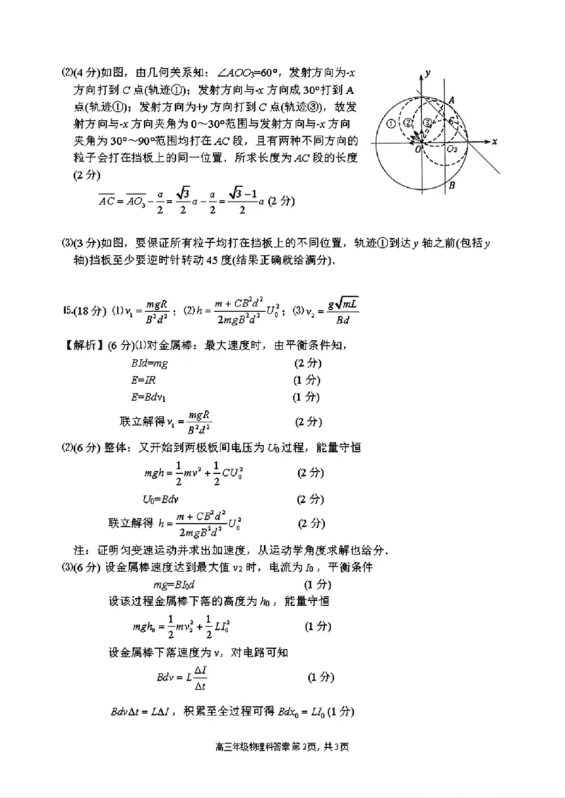 高三年级第三次模拟考试物理参考答案_2024-2025高三（6-6月题库）_2024年12月试卷_12202025届吉林省长春市东北师范大学附属中学高三上学期第三次模拟考试