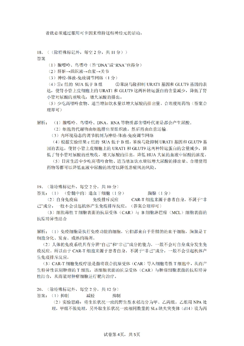 高二江南十校联考生物答案_纯图版_2024-2025高二（7-7月题库）_2024年12月试卷_1220安徽省&ldquo;江南十校&rdquo;2024年高二年级12月份阶段联考_安徽省江南十校2024-2025学年高二上学期12月联考生物