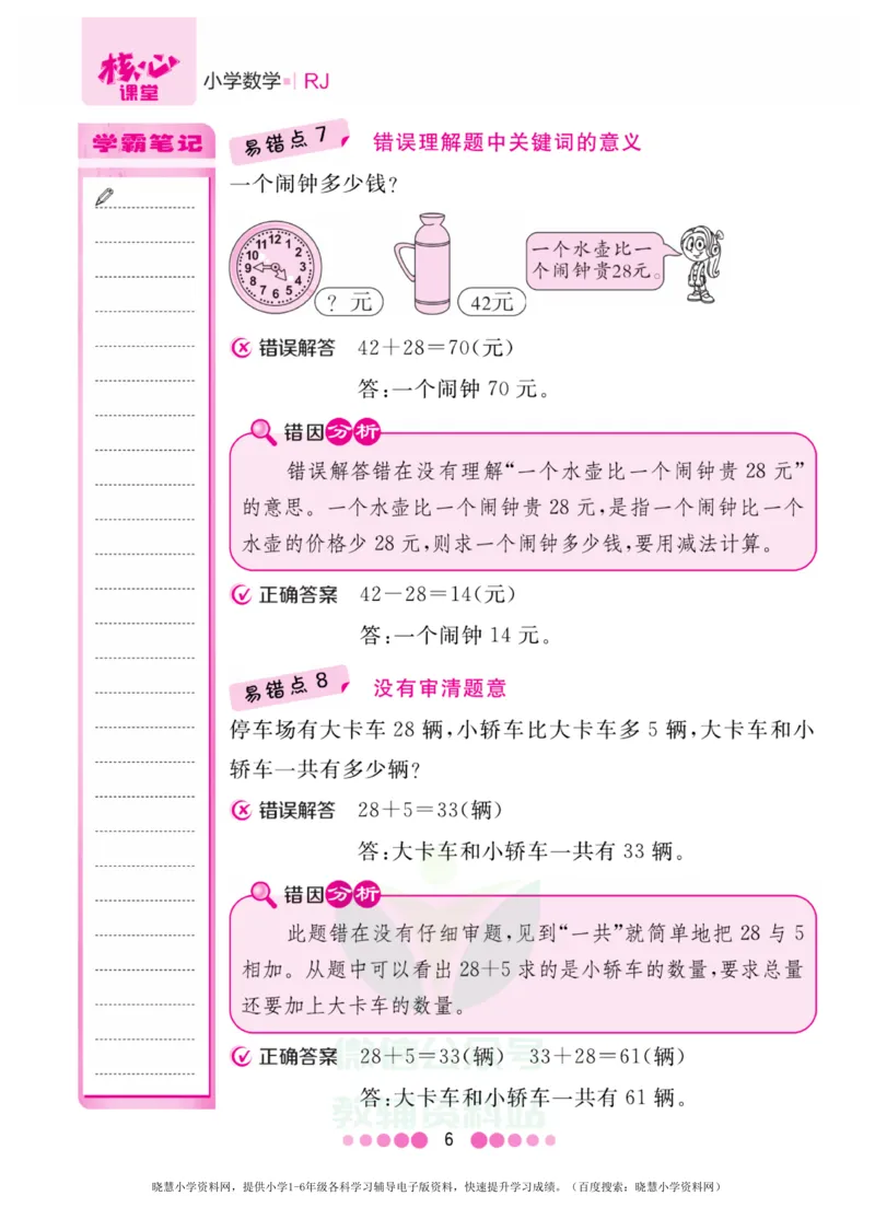 二年级上册数学人教版易错清单_小学1-6年级全部试卷_数学_二年级_3-7-3、小学二年级数学上册_3-7-3-1、复习、知识点、归纳汇总_人教版