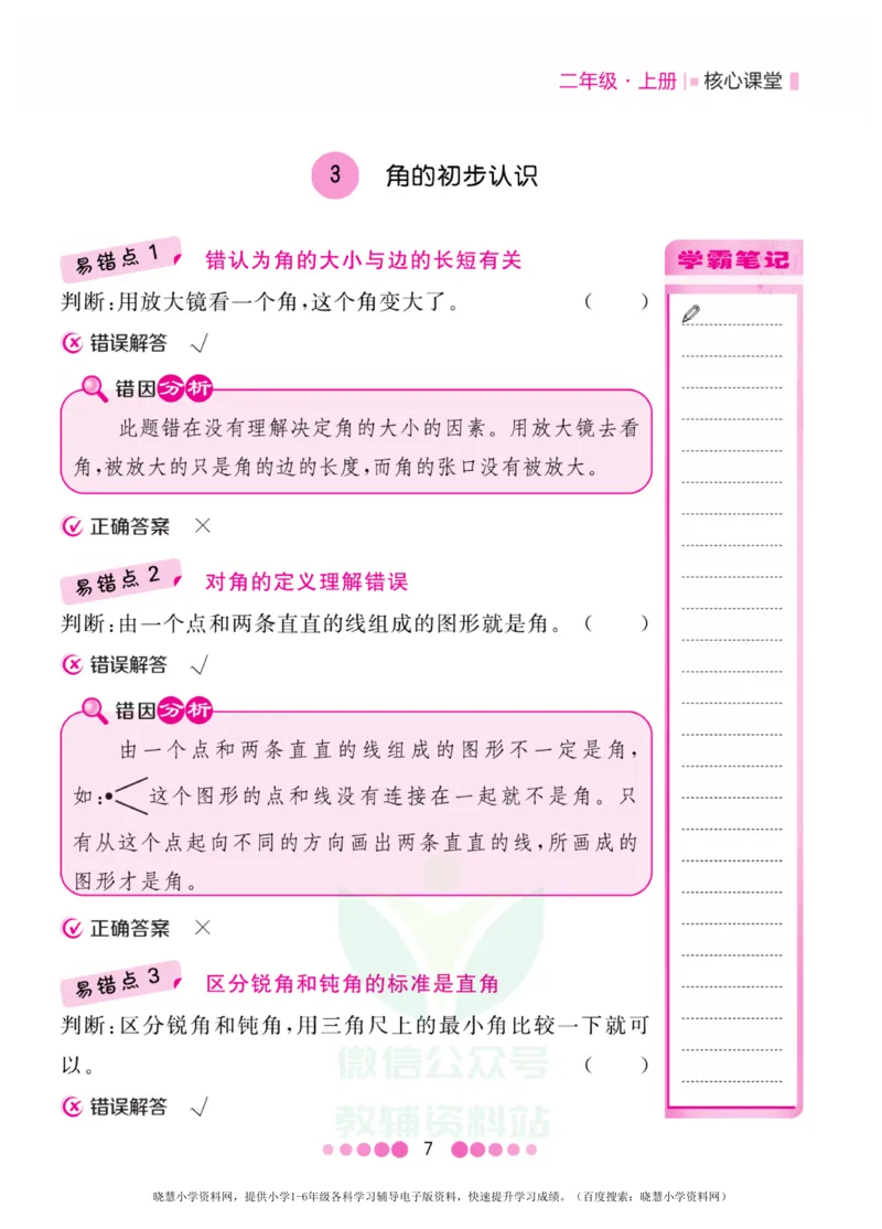 二年级上册数学人教版易错清单_小学1-6年级全部试卷_数学_二年级_3-7-3、小学二年级数学上册_3-7-3-1、复习、知识点、归纳汇总_人教版