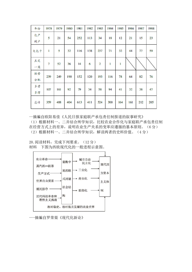 高二期末联考历史试题_2024-2025高三（6-6月题库）_2024年07月试卷_2407102024届衡水金卷高二下学期期末考试