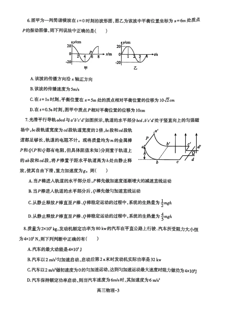 辽宁省省重点中学协作校2025届高三上学期1月期末物理_2024-2025高三（6-6月题库）_2025年02月试卷_0201辽宁省省重点中学协作校2025届高三上学期1月期末考试（全科）