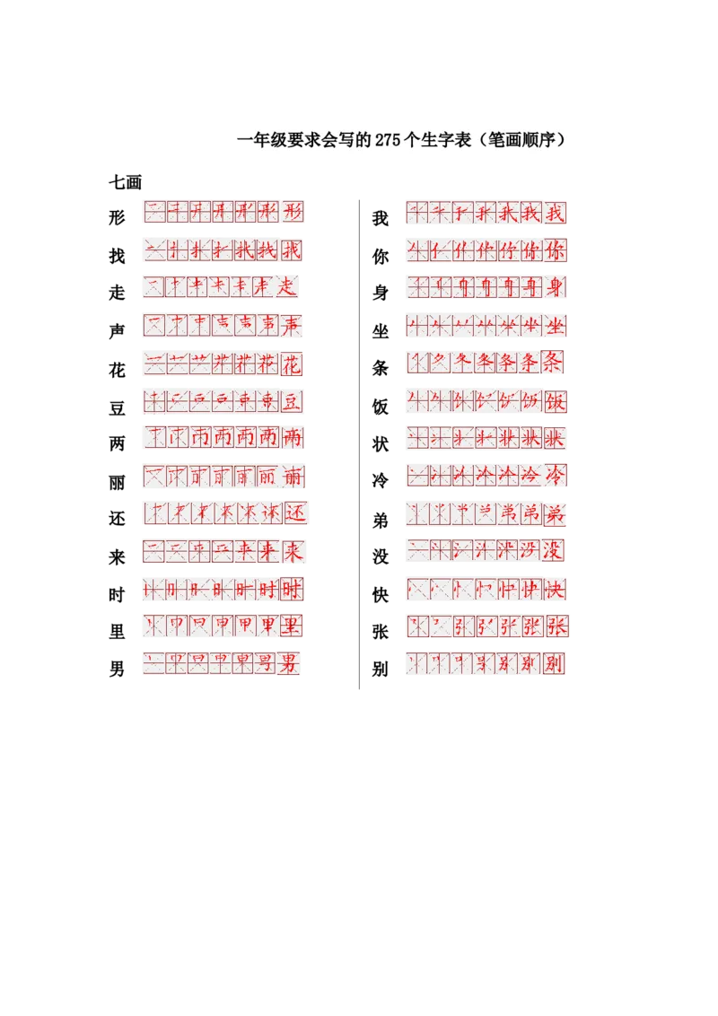 一年级上册语文-要求会写的275个生字表(笔画顺序)_小学1-6年级全部试卷_语文_一年级_3-6-1、小学一年级语文上册_3-6-1-1、复习、知识点、归纳汇总_通用