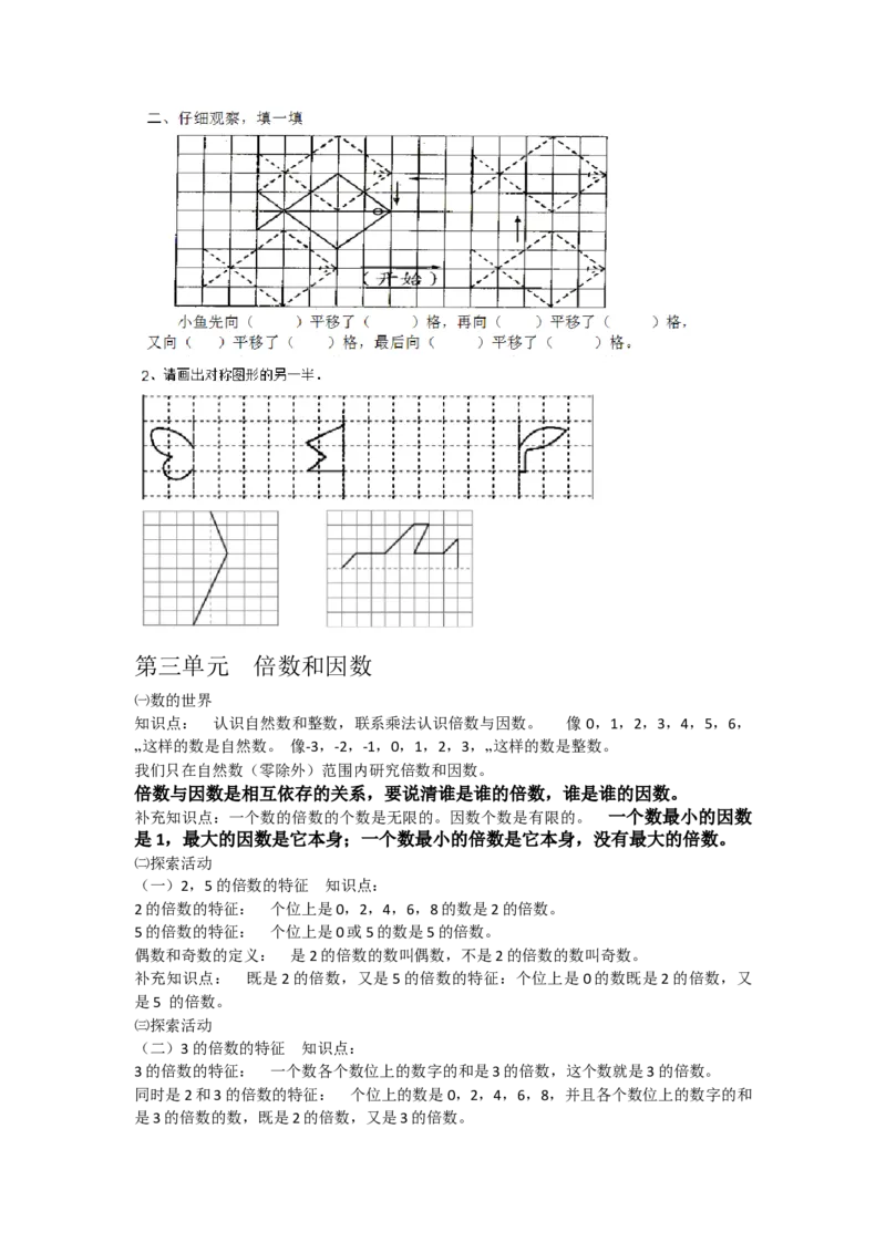 北师大版数学五年级上册前三单元知识点整理_小学1-6年级全部试卷_数学_五年级_3-10-3、小学五年级数学上册_3-10-3-1、复习、知识点、归纳汇总_北师大版