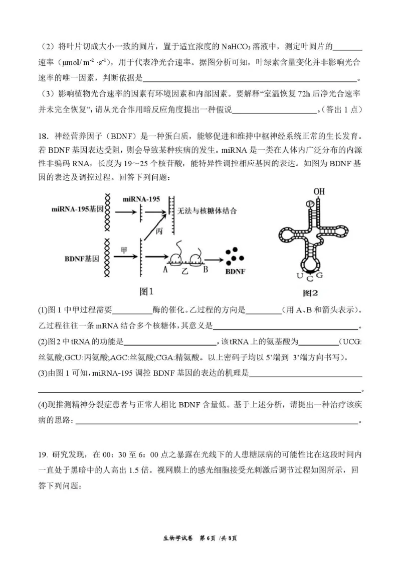 曲靖市第一中学2026届高三上学期教学质量检测四生物_2024-2026高三（6-6月题库）_2026年01月高三试卷_0103云南省曲靖市第一中学2026届高三上学期教学质量检测四