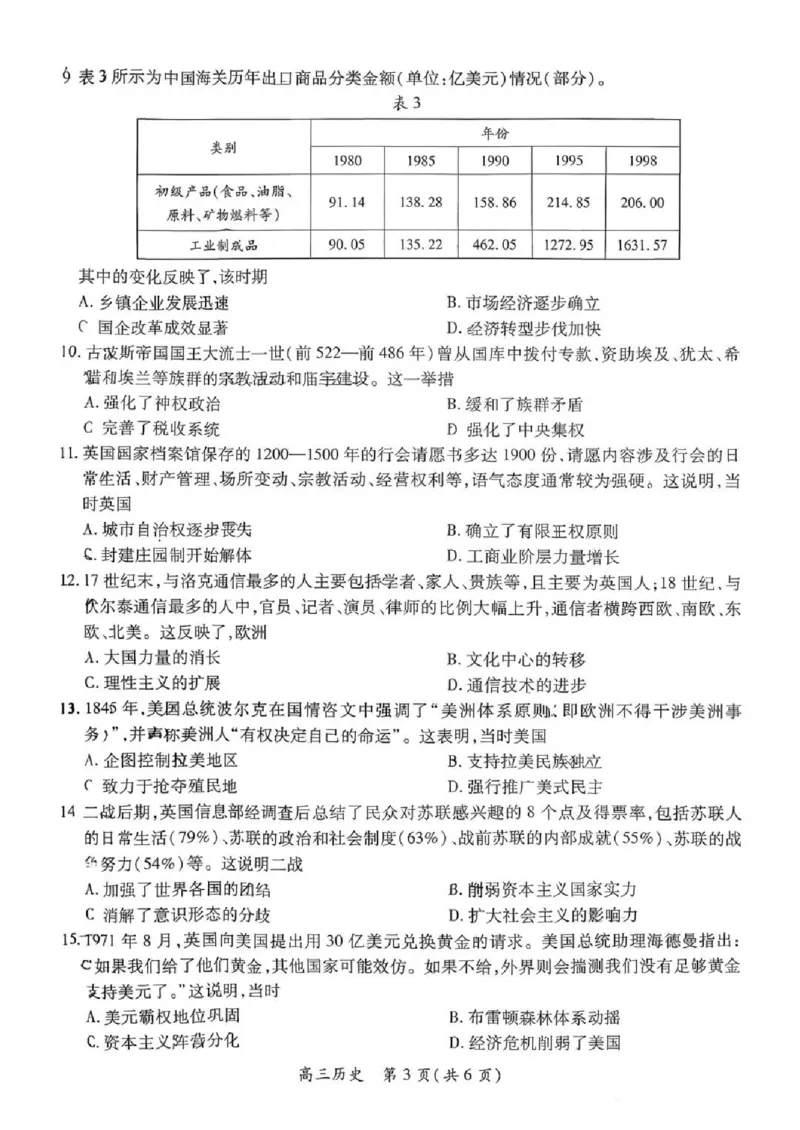 上进联考2025-2026学年新高三秋季入学摸底考试历史_2024-2026高三（6-6月题库）_2025年08月试卷_250829江西省上进联考2025-2026学年新高三秋季入学摸底考试