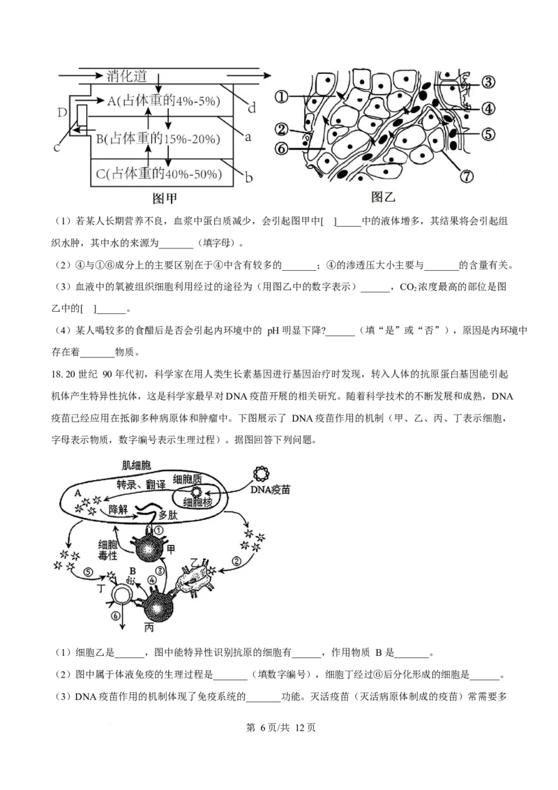 贵州省铜仁市松桃民族中学2025-2026学年高二上学期期末模拟测试生物学试卷（含答案）_2024-2025高二（7-7月题库）_2026年1月高二