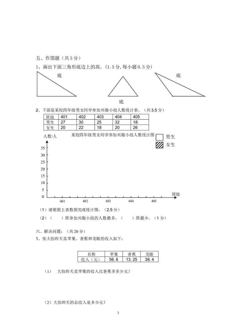 人教版四年级数学下册期末测试卷(2)_小学1-6年级全部试卷_数学_四年级_3-9-4、小学四年级数学下册_3-9-4-2、练习题、作业、试题、试卷_人教版_2023-6-17更新_单元、期中、期末试卷