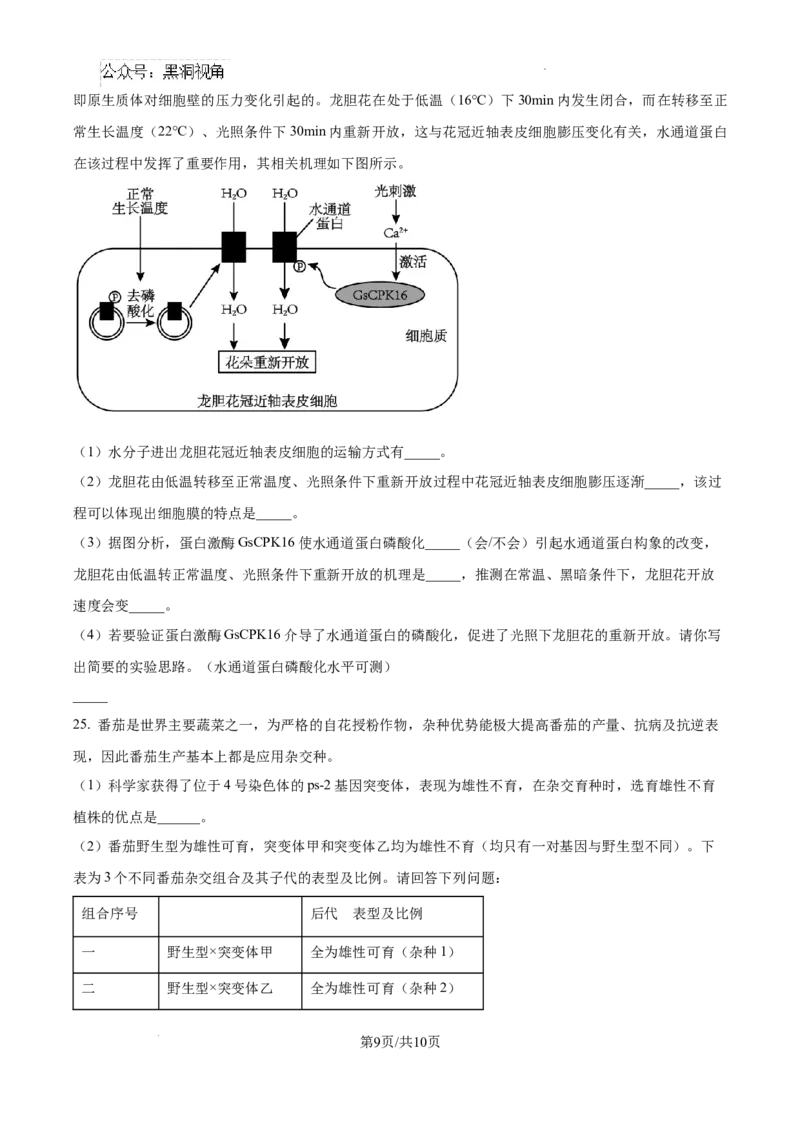 辽宁省大连市滨城高中联盟2024-2025学年高三上学期期中考试生物_2024-2025高三（6-6月题库）_2024年10月试卷_1023辽宁省大连市滨城高中联盟2024-2025学年高三上学期期中考试