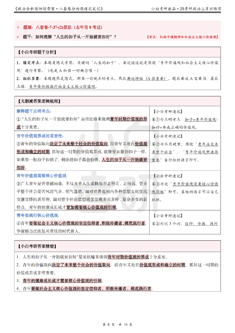 八套卷分析题速记笔记&middot;第7套小白考研_2026考公资料_（49）政治理论合集_政治理论合集_2025考研政治pdf（笔记）_肖秀荣考研政治_25肖秀荣《八套卷》+浓缩背诵合集