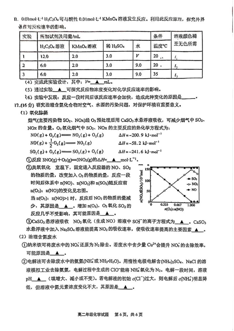 赣中高二化学_2025年10月高二试卷_251022江苏省连云港市赣榆高级中学2025-2026学年高二上学期10月学情检测