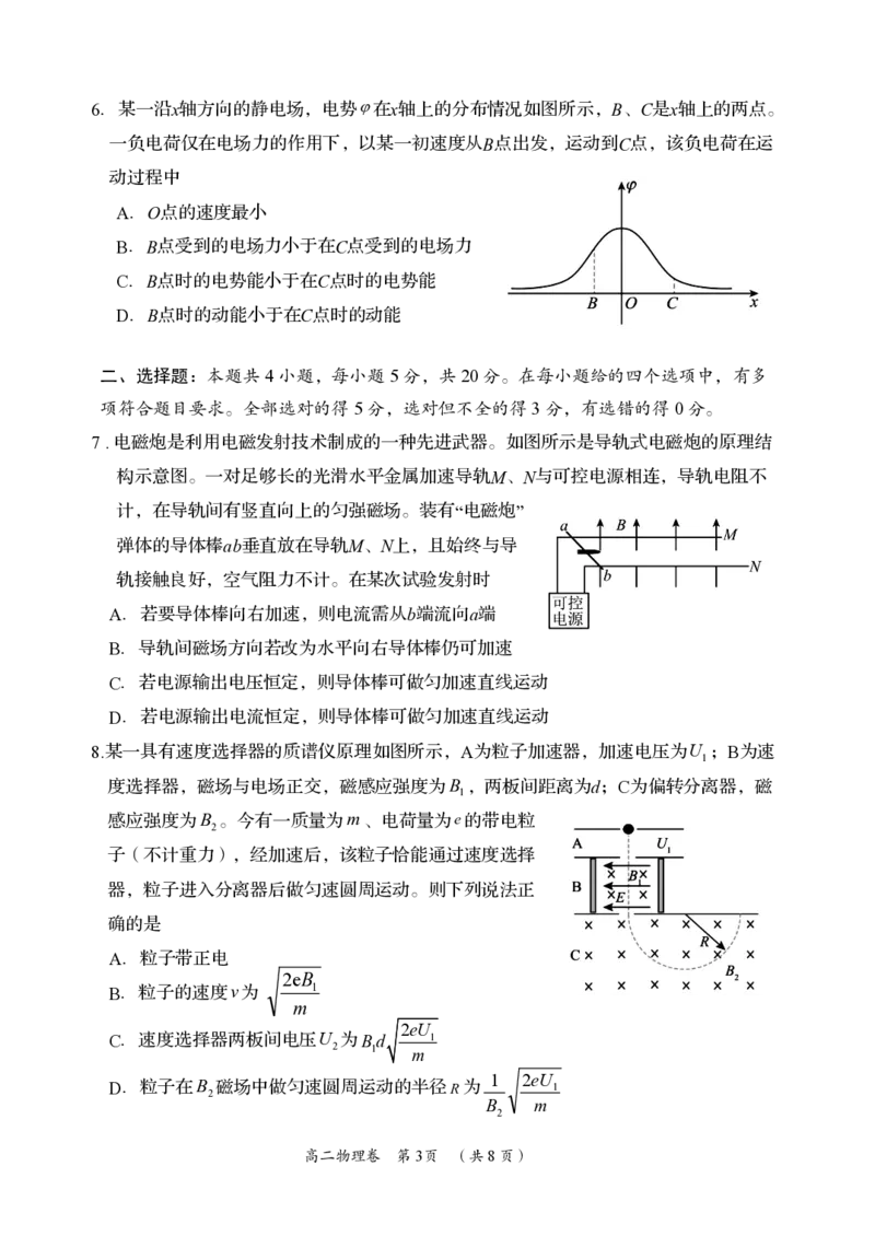 物理卷_2024-2025高二（7-7月题库）_2024年07月试卷_0702湖南省岳阳市2023-2024学年高二下学期期末考试_湖南省岳阳市2023-2024学年高二下学期期末考试物理
