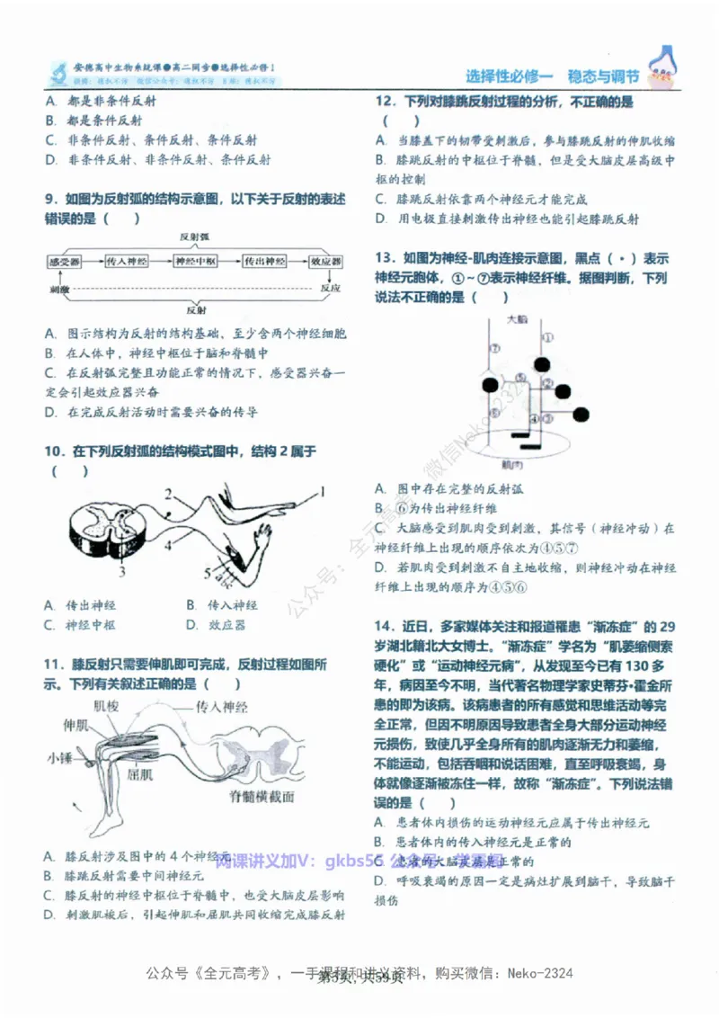 高二生物刷题课讲义1-15讲选修一二-薄本@_2024-2025高三（6-6月题库）_2024年09月试卷_李林