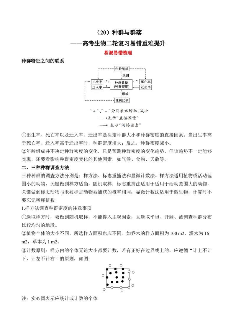 （20）种群与群落&mdash;&mdash;高考生物二轮复习易错重难提升学案（含解析）_2024-2025高三（6-6月题库）_2026年1月高三_260104高考生物二轮复习易错重难提升（含解析）