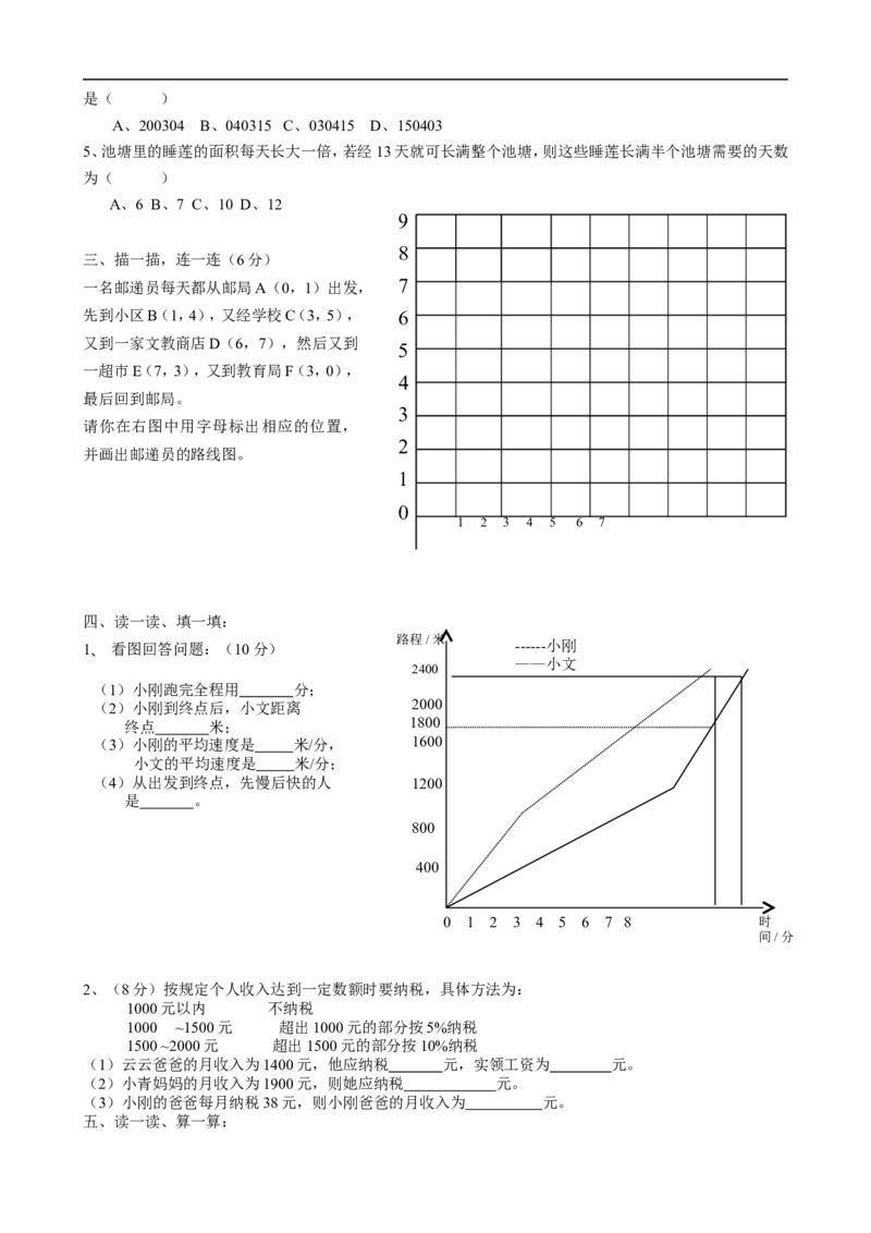 人教版六年级下册数学期中试卷和参考答案_小学1-6年级全部试卷_数学_六年级_3-11-4、小学六年级数学下册_3-11-4-2、练习题、作业、试题、试卷_人教版_期中测试卷