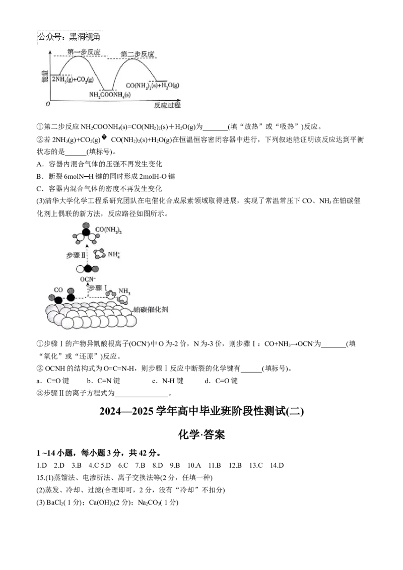 河南省天一大联考2024-2025学年高三上学期阶段性检测（二）化学试题（含答案）_2024-2025高三（6-6月题库）_2024年10月试卷_1011河南省天一大联考2024-2025学年高三上学期阶段性检测（二）
