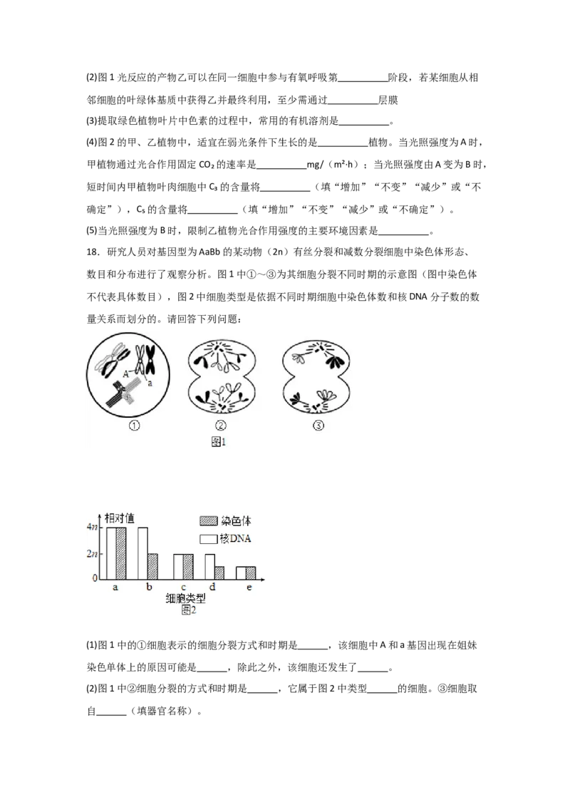 河南省信阳高级中学新校（贤岭校区）2025-2026学年高二上期10月测试（一）生物试题_2025年11月高二试卷_251103河南省信阳市浉河区信阳高级中学2025-2026学年高二上学期10月月考