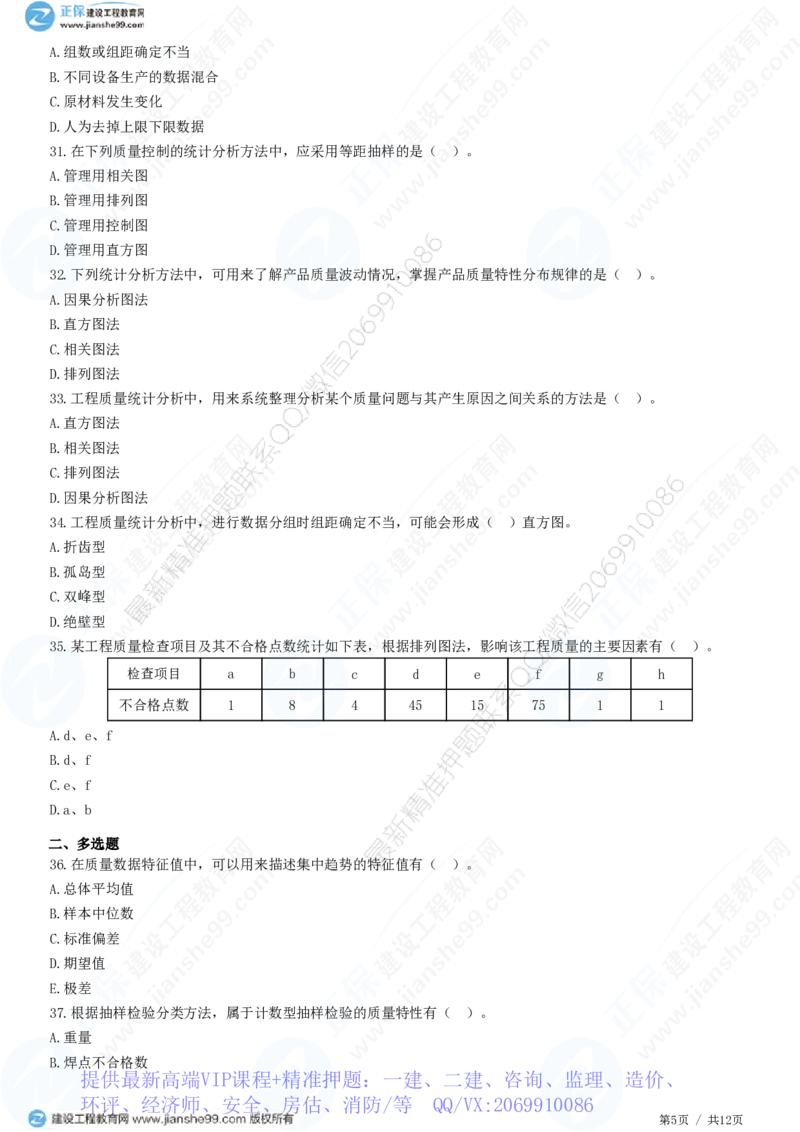 WM_（质量控制）第三章第一节　工程质量统计分析_监理工程师_2025监理工程师_2025年监理工程师-各大机构_2025年监理-土建目标_机构2-JG_01.精讲班-李.娜_质量控制（土建）（2025）_练习