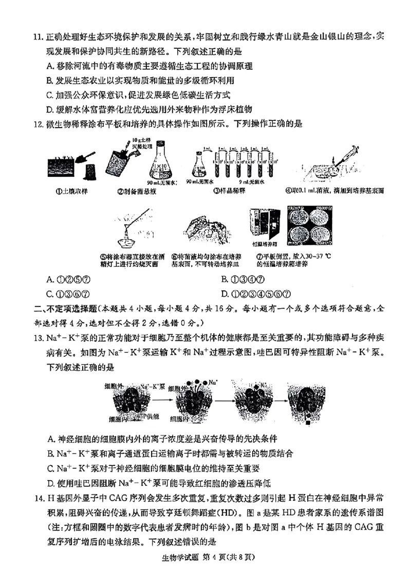 炎德&middot;英才&middot;名校联考联合体2025届高三第一次联考(暨入学检测)生物试卷_2024-2025高三（6-6月题库）_2024年08月试卷_0828湖南炎德&middot;英才&middot;名校联考联合体2025届高三第一次联考(暨入学检测)