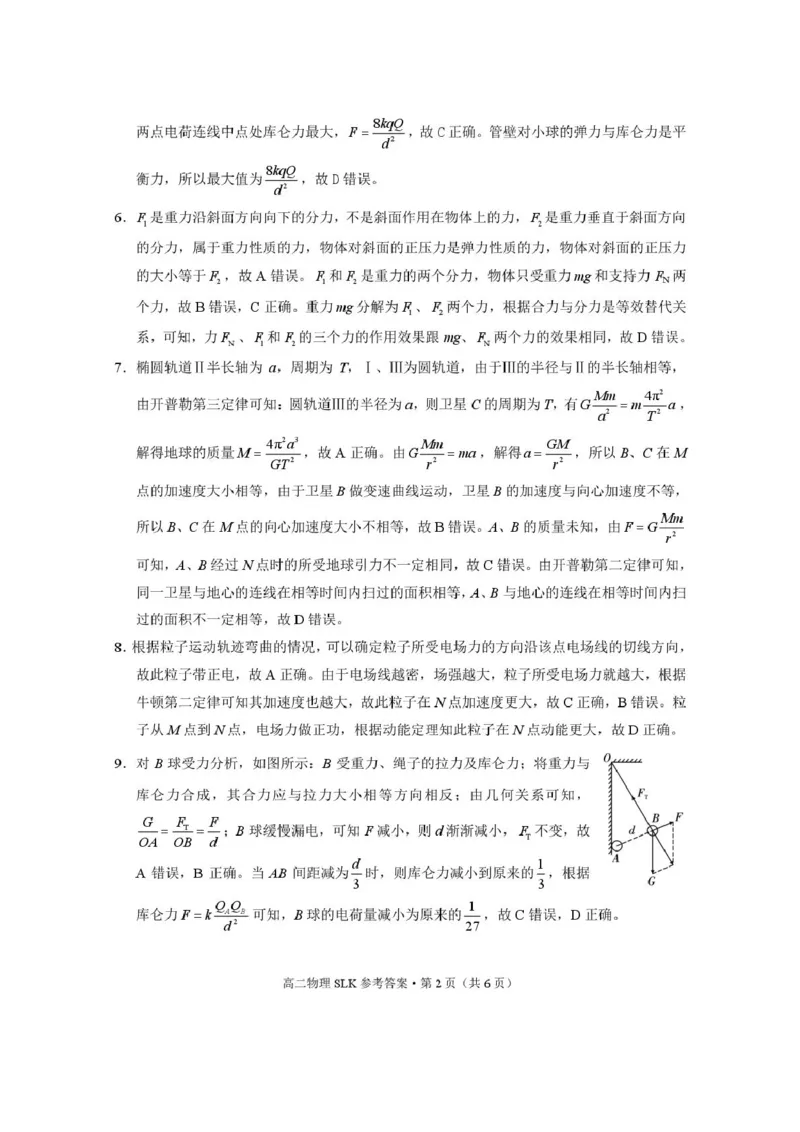 昭通市镇雄县2025年秋季学期高二年级三校联考第一次月考物理-试卷和答案三校联考2025年秋季学期高二年级第一次月考物理-答案_2025年10月高二试卷