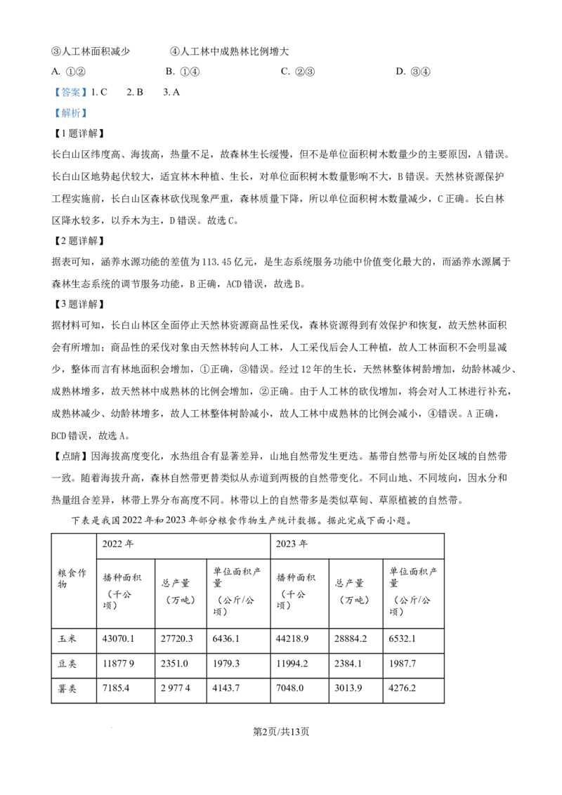 精品解析：四川省成都市蓉城名校2024-2025学年高三上学期入学联考地理试题（解析版）_2024-2025高三（6-6月题库）_2024年09月试卷