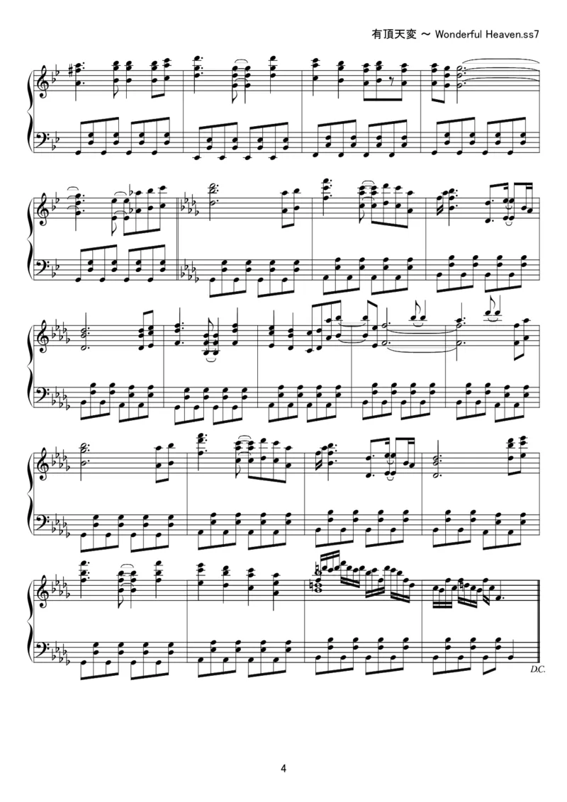 [kituneyuu][hard][4]_一万首著名钢琴曲谱哈农贝多芬合集视频教学电子版高清无水印可打印_05动漫游戏钢琴谱合集_日系东方Project钢琴谱全集_东方project钢琴谱_15　有頂天変　～WonderfulHeaven