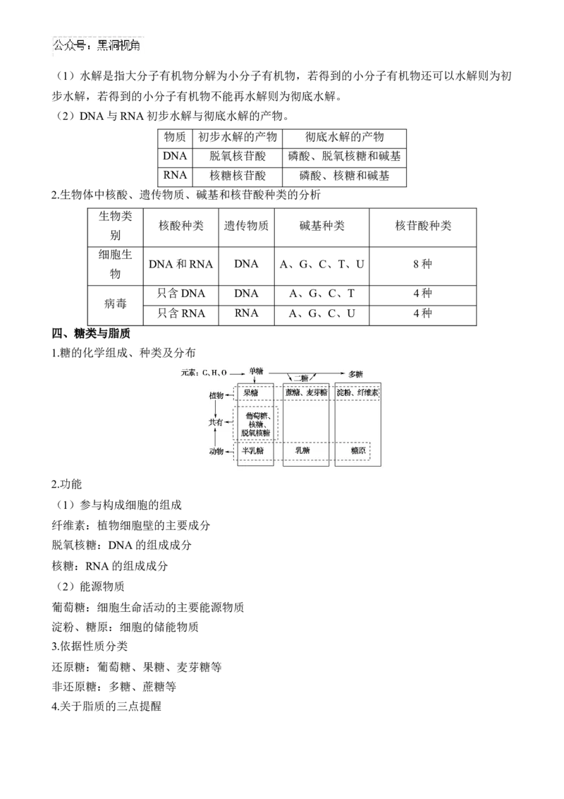 （1）细胞的分子组成&mdash;&mdash;2025届高考生物二轮复习易错重难提升（含解析）_2024-2025高三（6-6月题库）_2025年02月试卷_02162025届高考生物二轮复习易错重难提升（含解析）