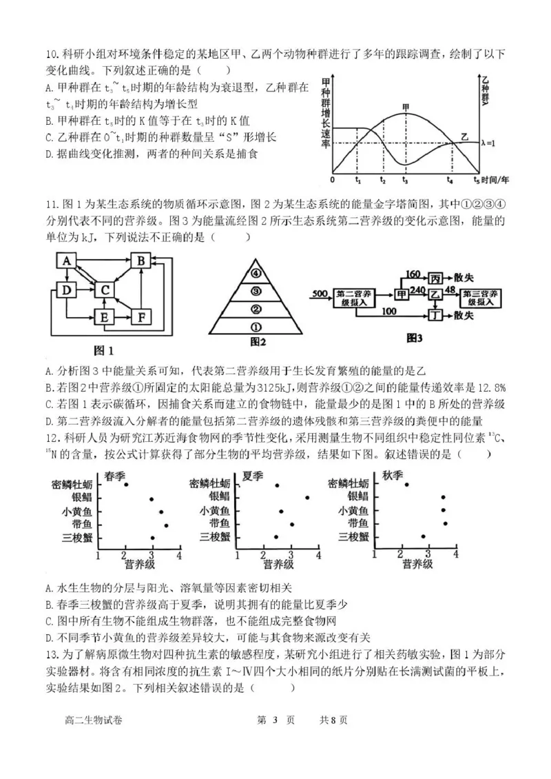 福建省漳州市十校联盟2024-2025学年高二下学期期中质量检测生物试卷(扫描版有答案)_2024-2025高二（7-7月题库）_2025年05月试卷_0527福建省漳州市十校联盟2024-2025学年高二下学期期中考试