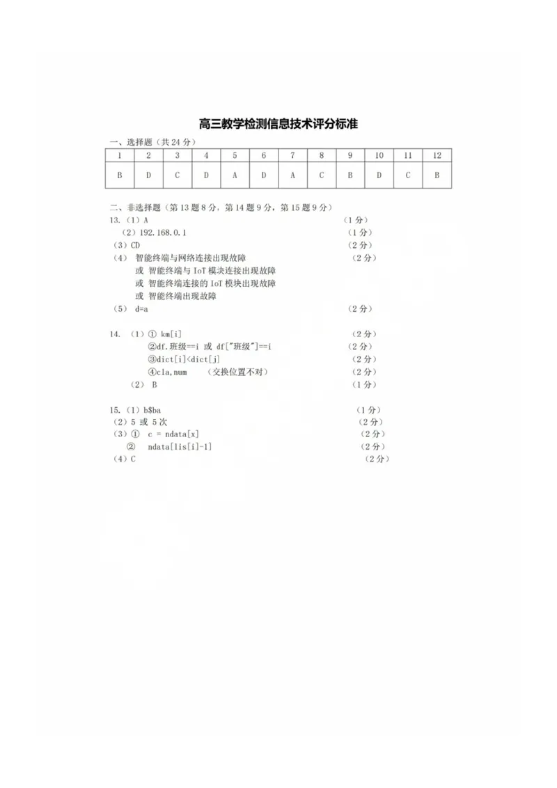 浙江省2025届高三杭州一模技术答案_2024-2025高三（6-6月题库）_2024年11月试卷_11072024-2025学年第一学期浙江省杭州市高三年级11月质量检测（杭州一模）