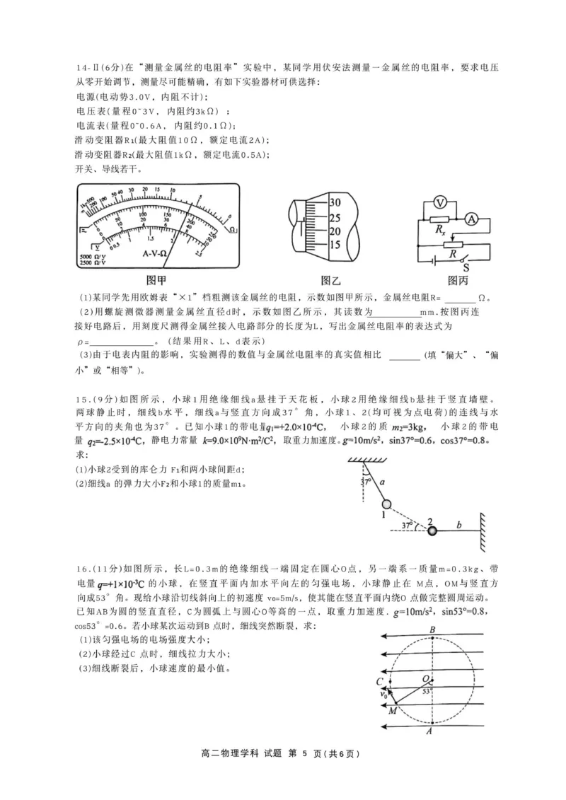 浙江省浙南名校联盟2025-2026学年高二上学期期中考试物理试卷_251210浙江省温州市浙南名校联盟2025-2026学年高二上学期11月期中（全）