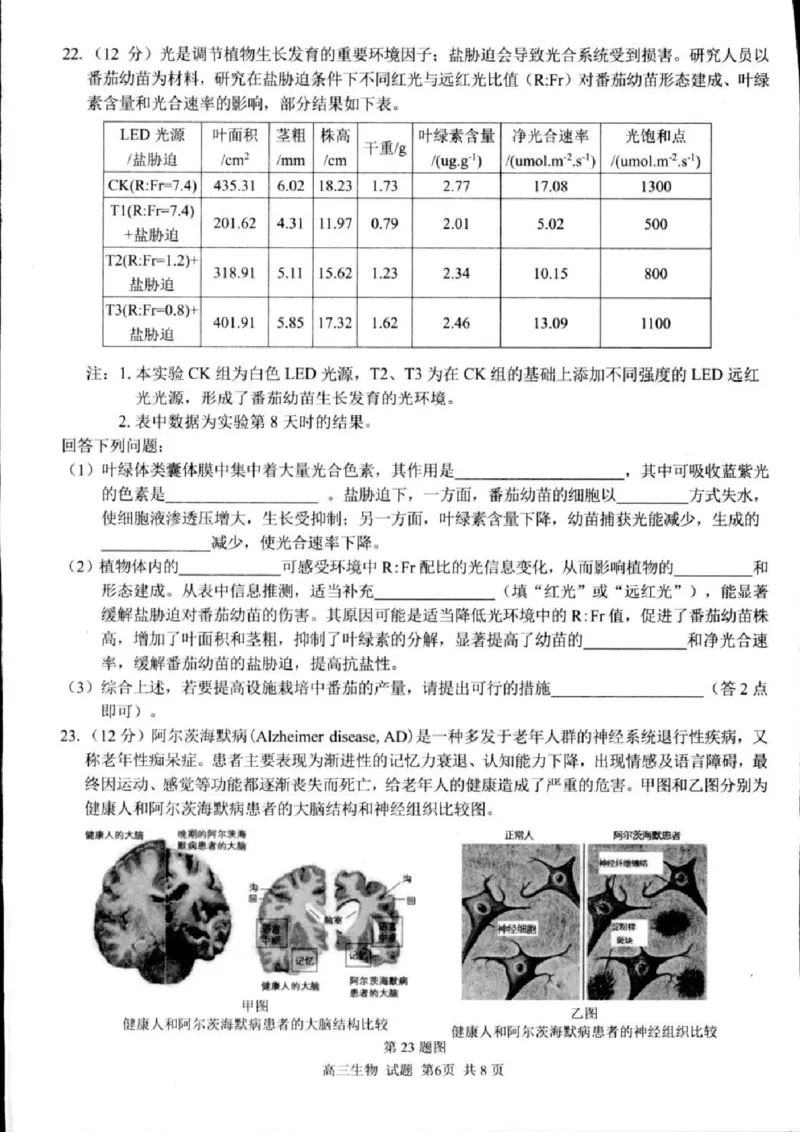生物试卷及答案_2024-2025高三（6-6月题库）_2024年08月试卷_0831浙江省七彩阳光联盟2025届高三返校考试