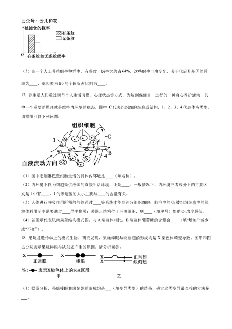 重庆市铜梁一中2024-2025学年高二上学期10月月考生物试题Word版无答案_2024-2025高二（7-7月题库）_2024年11月试卷_1104重庆市铜梁一中2024-2025学年高二上学期10月月考