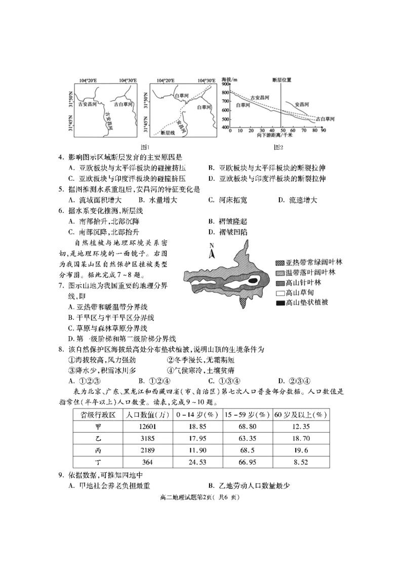陕西省渭南市大荔县2023-2024学年高二下学期期末质量检测+地理_2024-2025高二（7-7月题库）_2024年07月试卷_0724陕西省渭南市大荔县2023-2024学年高二下学期期末质量检测