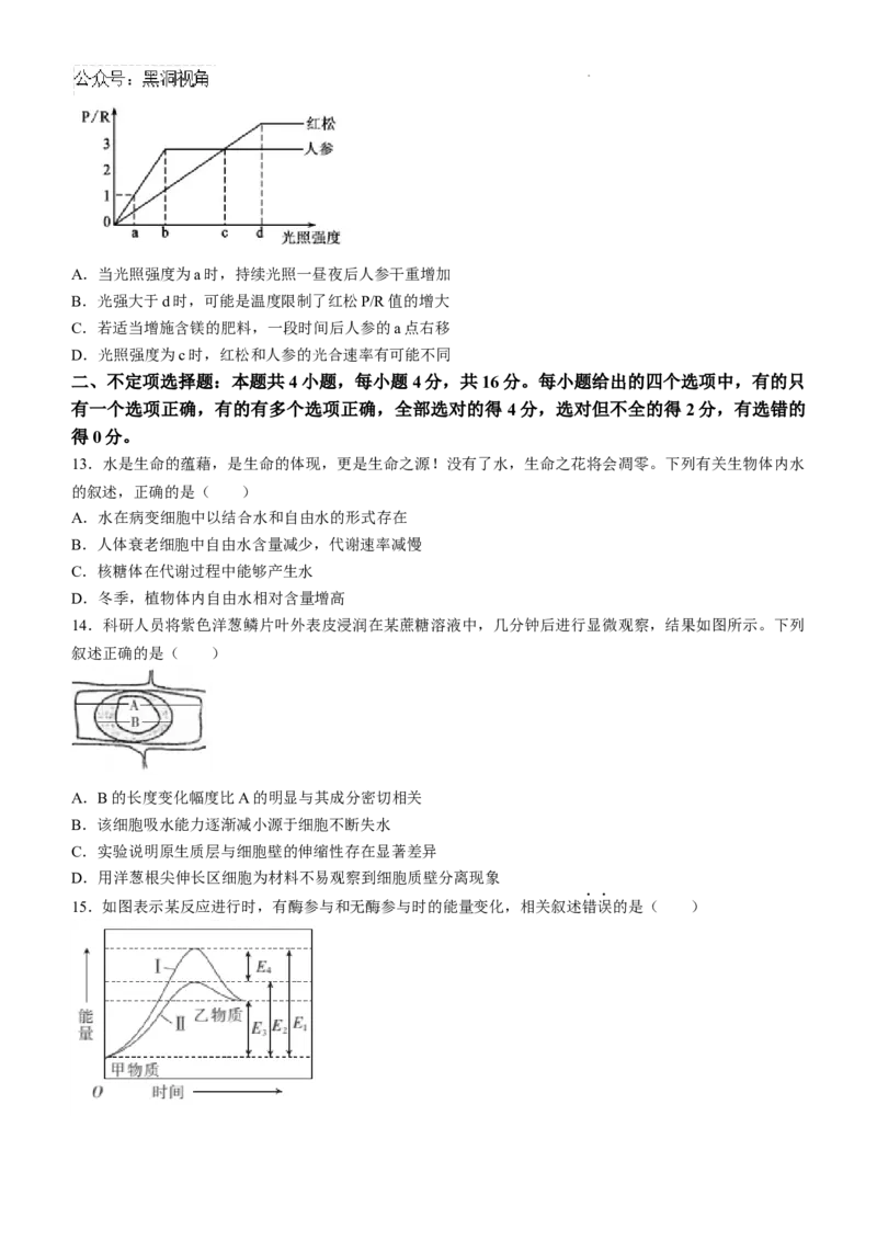 湖南省湘楚名校联考2024-2025学年高三上学期8月月考生物试题+答案_2024-2025高三（6-6月题库）_2024年09月试卷_0901湖南省湘楚名校联考2024-2025学年高三上学期8月月考