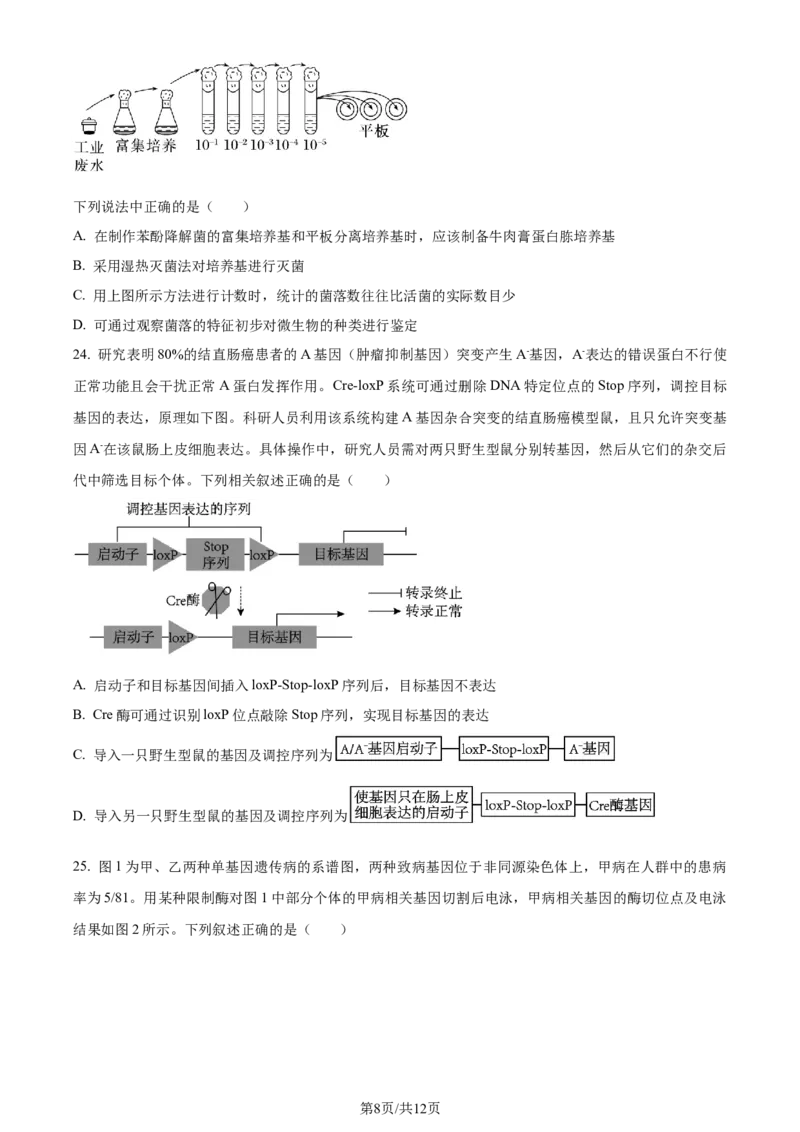 福建省福州市鼓楼区福建省福州第二中学2023-2024学年高二下学期7月期末生物试题（原卷版）_2024-2025高三（6-6月题库）_2024年07月试卷