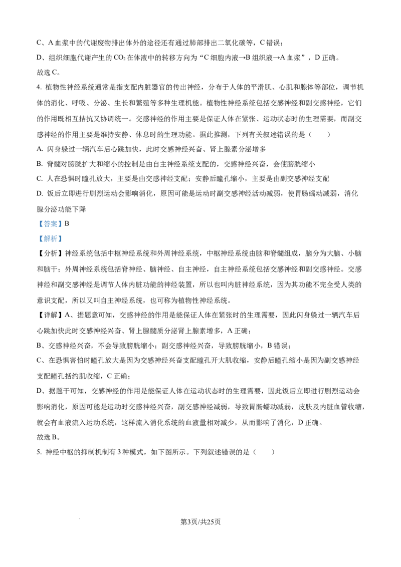精品解析：山东省日照第一中学2025-2026学年高二上学期第一次质量检测生物试卷（解析版）_2025年11月高二试卷_251107山东省日照第一中学2025-2026学年高二上学期第一次质量检测