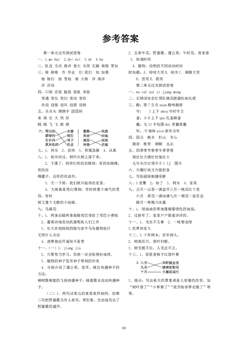二年级上册语文期末复习试卷（共23份）加答案_小学1-6年级全部试卷_语文_二年级_3-7-1、小学二年级语文上册_3-7-1-2、练习题、作业、试题、试卷_通用
