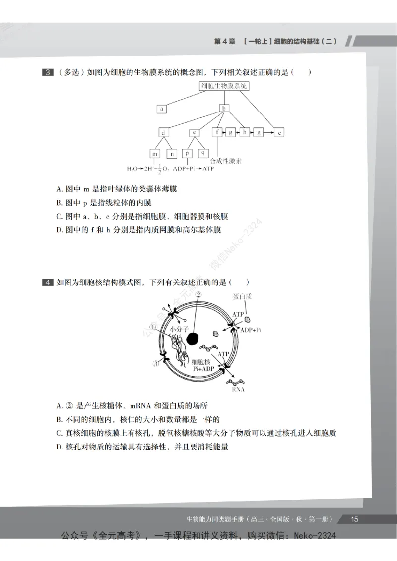 高三生物培训班同类题手册（秋季第一册-全国版-S）-正文_2024-2025高三（6-6月题库）_2024年09月试卷_段麟飞
