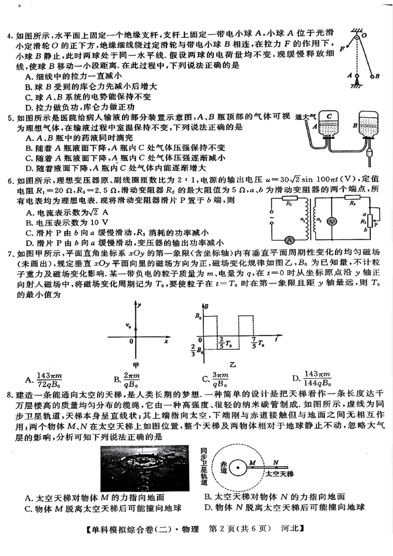 物理试卷_2024-2025高三（6-6月题库）_2024年11月试卷_1102河北省2025届高三上学期新高考单科模拟综合卷（二）_河北省2025届高三上学期新高考单科模拟综合卷（二）物理