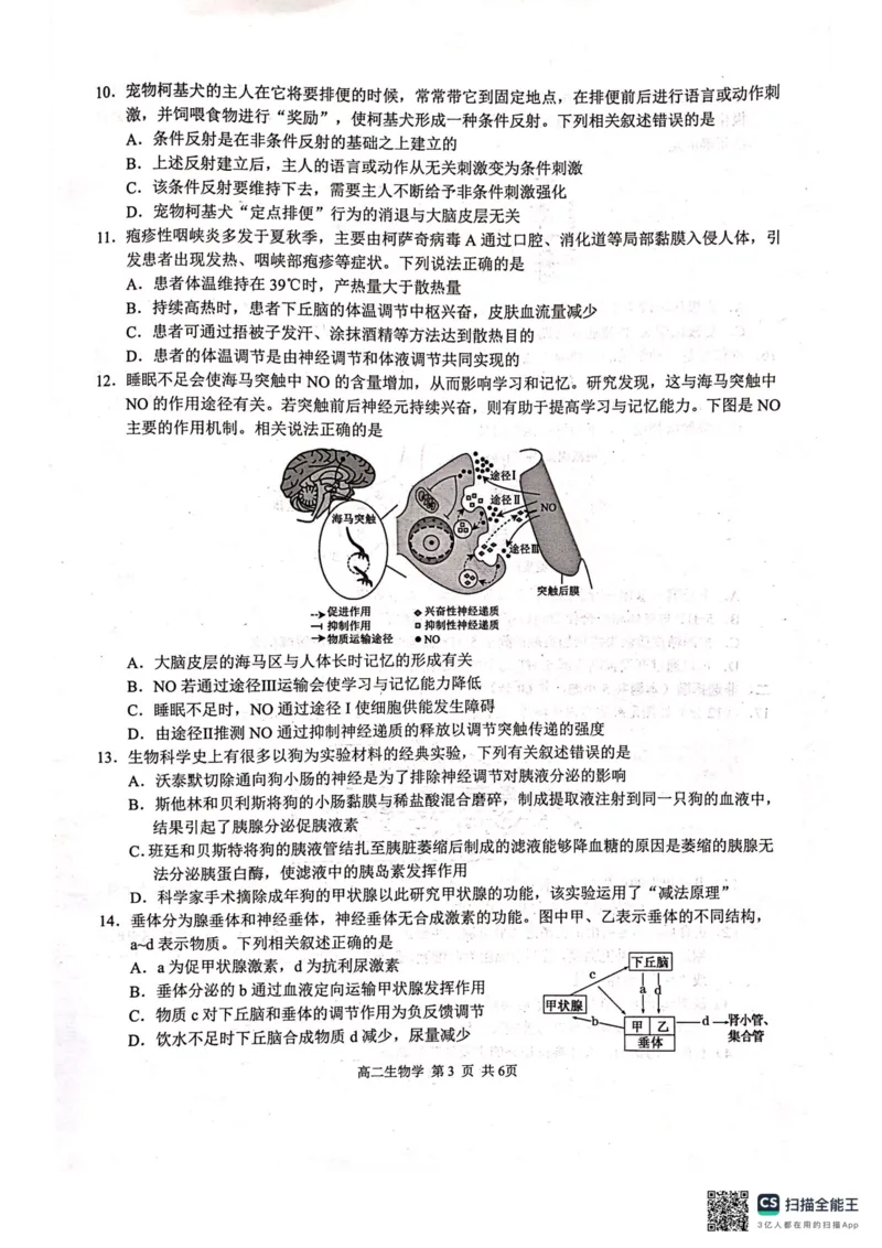 河池十校联体2025-10月考高二生物试卷_2025年11月高二试卷_251102广西壮族自治区河池市十校联考2025-2026学年高二上学期10月月考