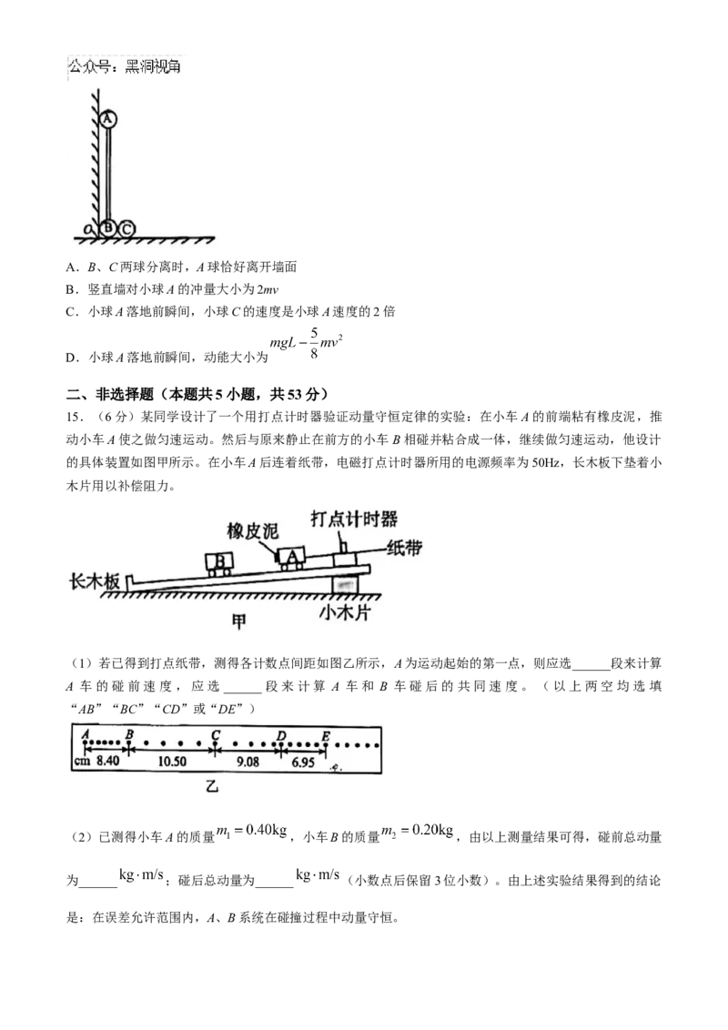 黑龙江省哈尔滨市第九中学2024-2025学年高三上学期期中考试物理Word版含答案（答案不全）_2024-2025高三（6-6月题库）_2024年11月试卷