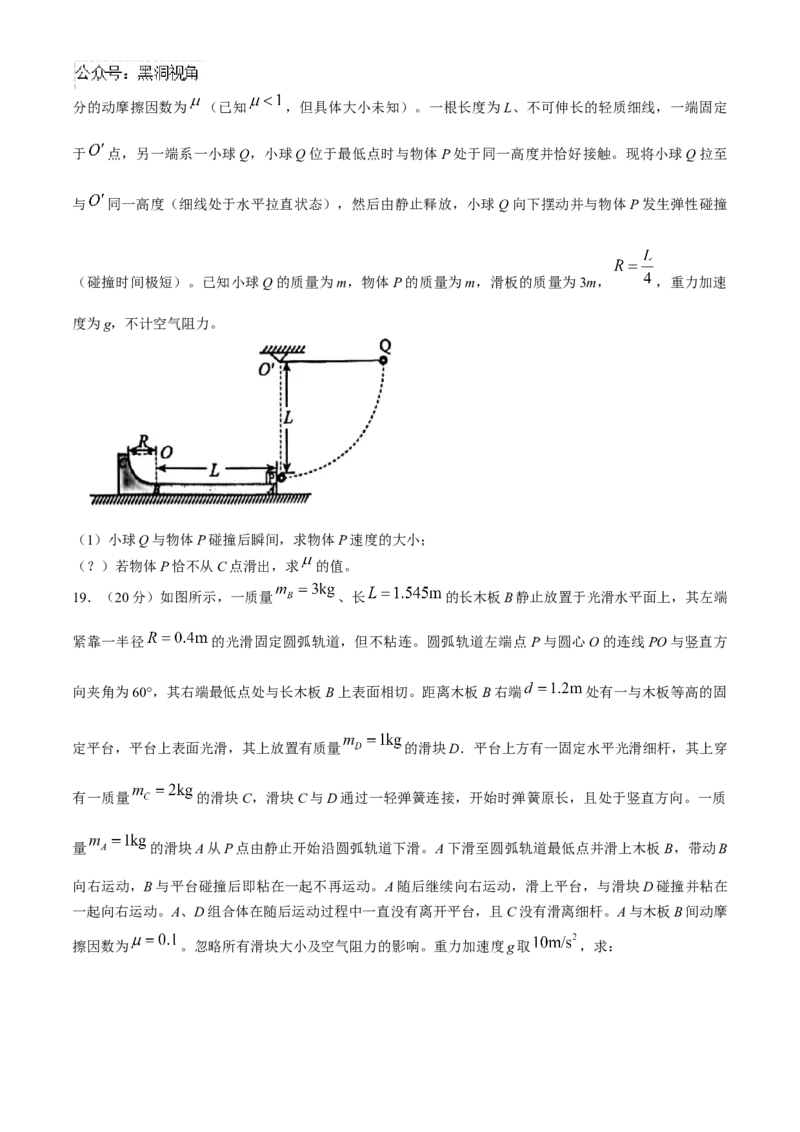 黑龙江省哈尔滨市第九中学2024-2025学年高三上学期期中考试物理Word版含答案（答案不全）_2024-2025高三（6-6月题库）_2024年11月试卷