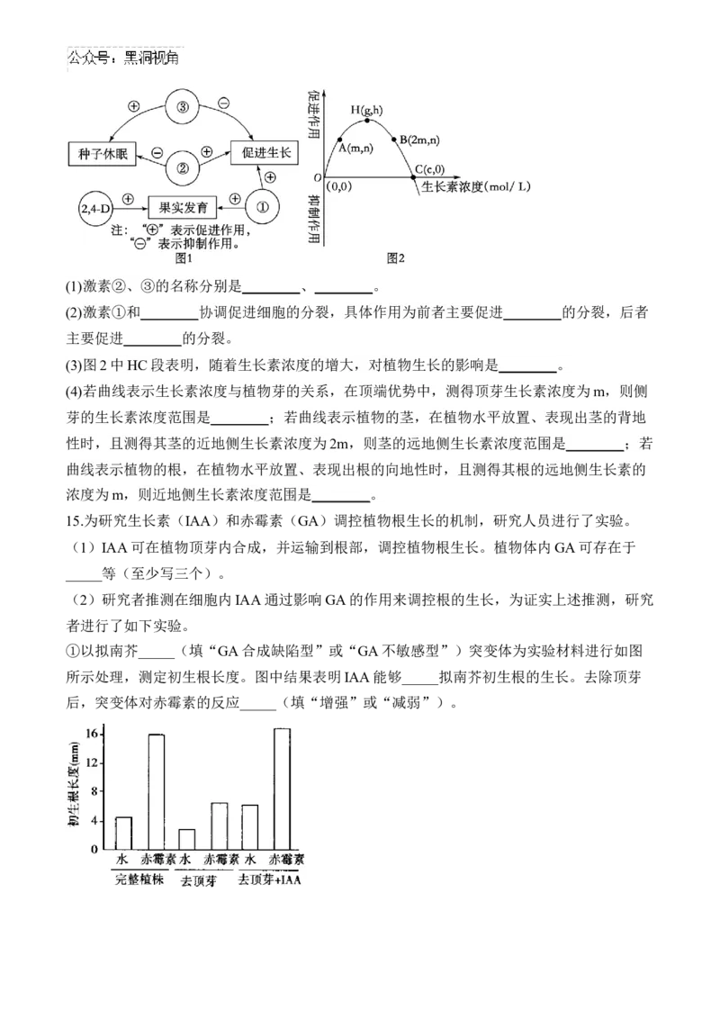 （19）植物的激素调节&mdash;&mdash;2025届高考生物二轮复习易错重难提升学案（含解析）_2024-2025高三（6-6月题库）_2025年02月试卷_02162025届高考生物二轮复习易错重难提升（含解析）