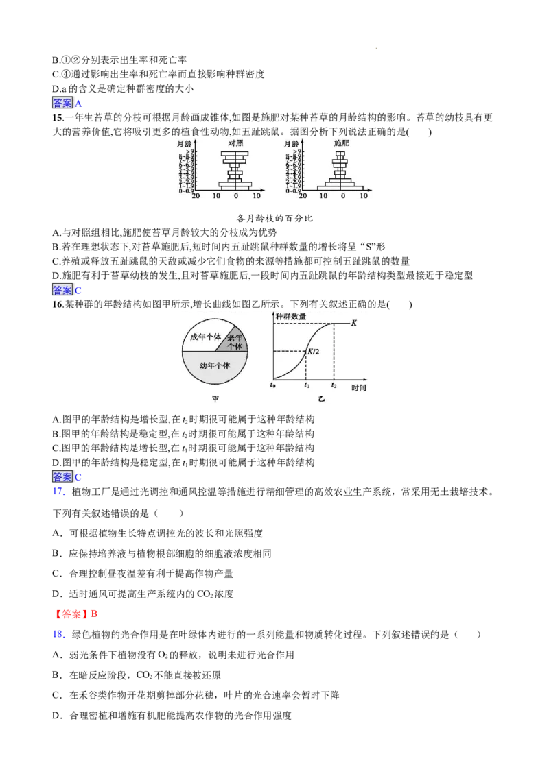 生物_2024-2025高三（6-6月题库）_2024年12月试卷_1211甘肃省兰州第一中学2024-2025学年高三上学期12月月考试题_甘肃省兰州第一中学2024-2025学年高三上学期12月月考生物