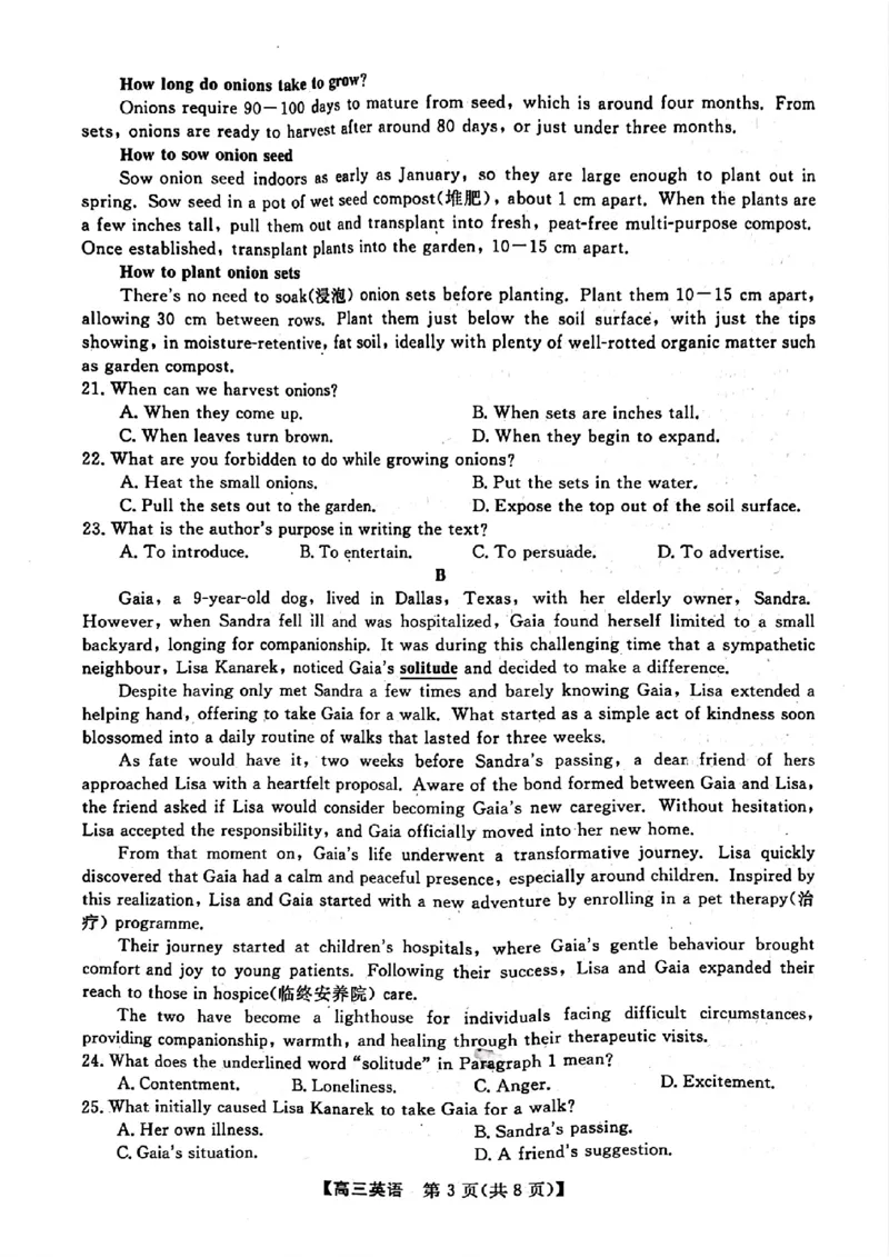 金科大联考&middot;2025届高三9月质量检测英语试卷_2024-2025高三（6-6月题库）_2024年09月试卷_0930河北省金科大联考2025届高三9月质量检测_金科大联考&middot;2025届高三9月质量检测英语