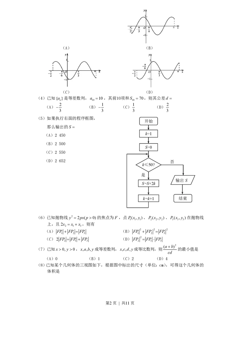 2007年海南高考理科数学真题及答案_数学高考真题试卷_旧1990-2007&middot;高考数学真题_1990-2007&middot;高考数学真题&middot;PDF_海南