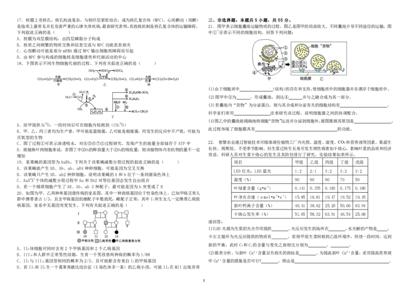 高三10月月考生物试题_2024-2025高三（6-6月题库）_2024年10月试卷_1014黑龙江省哈尔滨师范大学附属中学2024-2025学年高三上学期10月月考