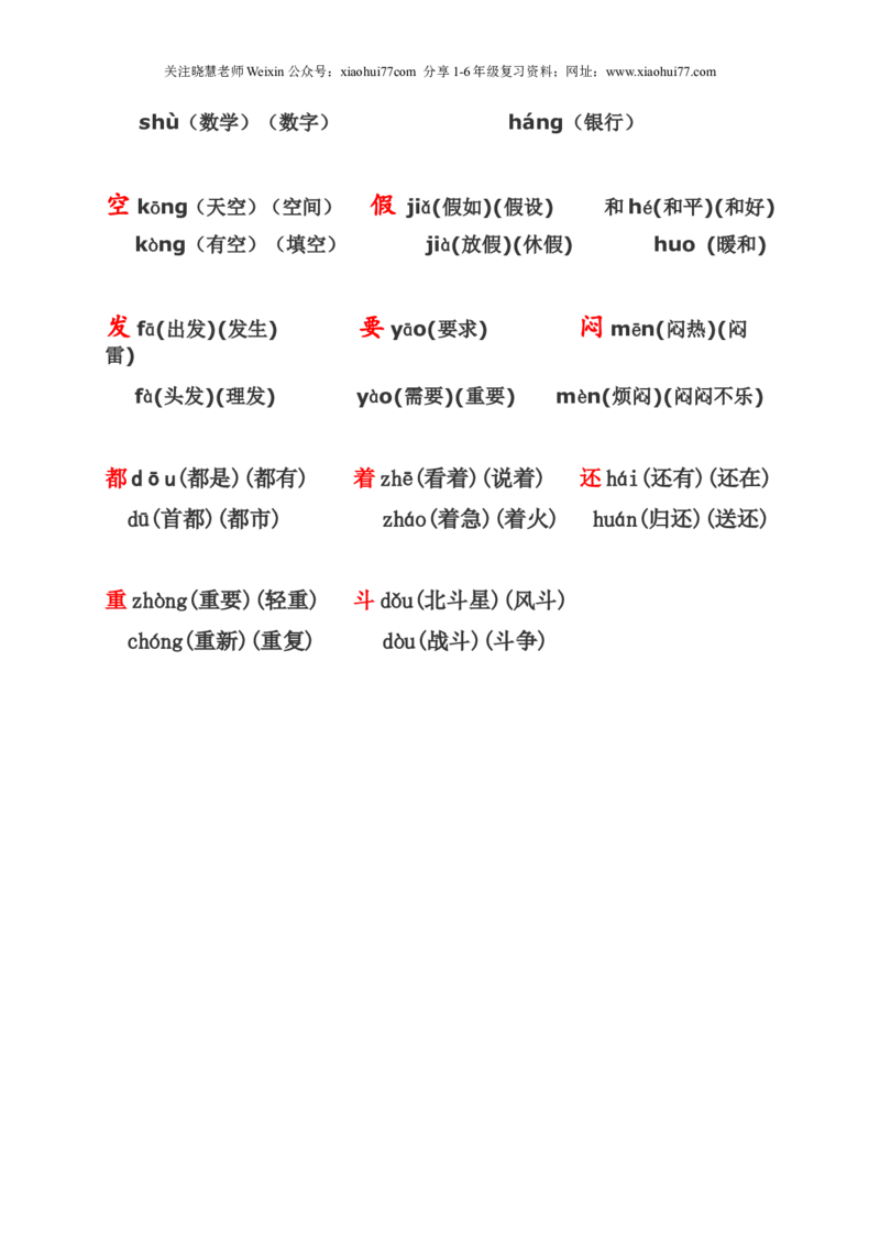 人教版小学一年级下册语文知识点_小学1-6年级全部试卷_语文_一年级_3-6-2、小学一年级语文下册_3-6-2-1、复习、知识点、归纳汇总_人教版