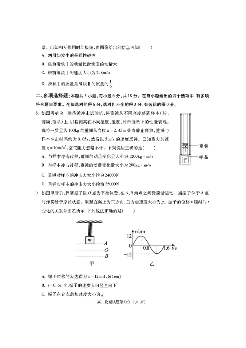 陕西省渭南市大荔县2023-2024学年高二下学期期末质量检测+物理_2024-2025高二（7-7月题库）_2024年07月试卷_0724陕西省渭南市大荔县2023-2024学年高二下学期期末质量检测